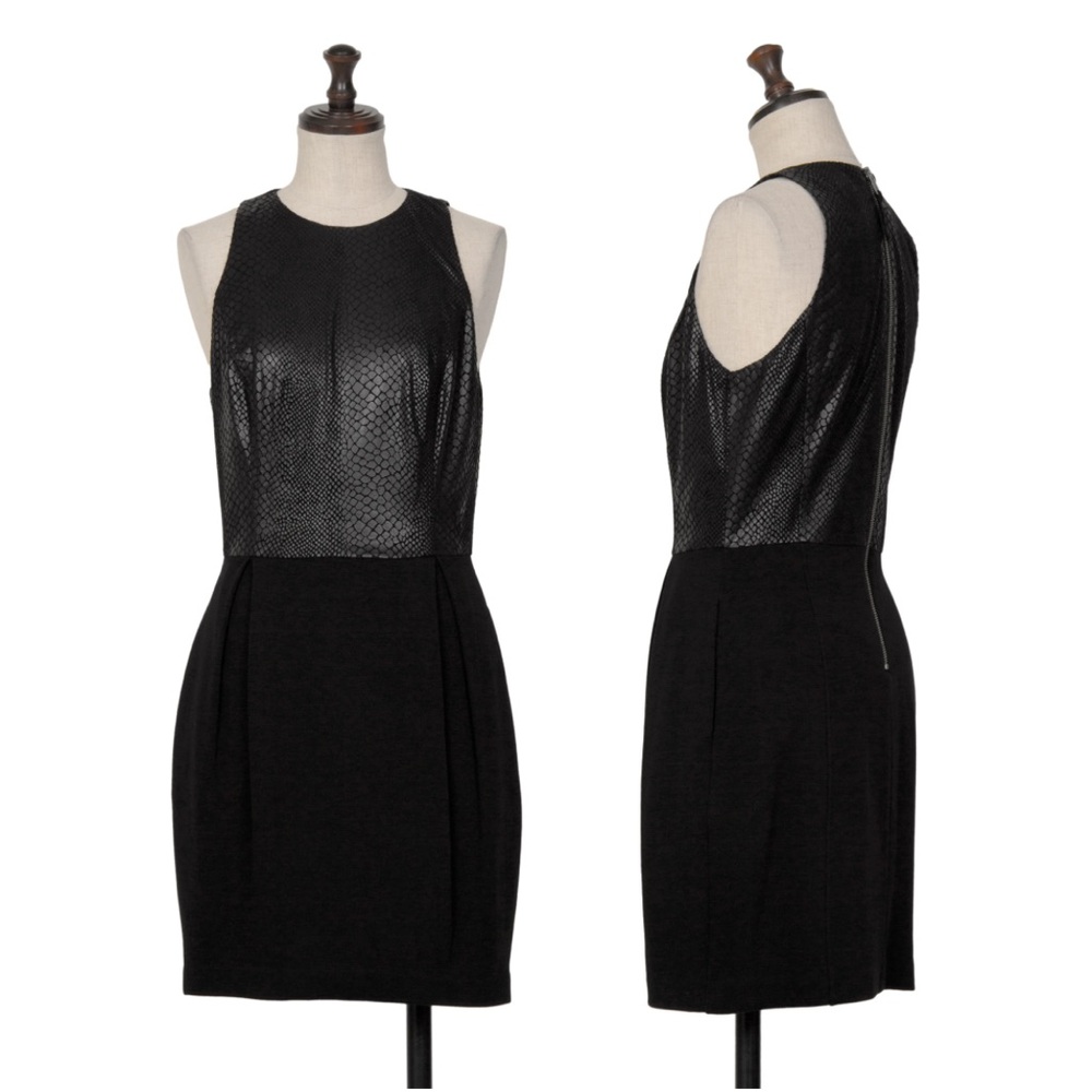 Armani Exchange Faux Leather Snakeskin Sleeveless Dress Black
